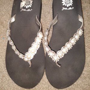 YELLOW BOX BEADED FLIP FLOPS - SIZE 7.5